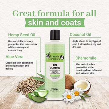 Frankie & Paisley Dog Shampoo for Allergies and Itching | Made with Plant-Based Hemp Seed Oil, Aloe,...