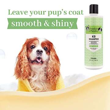 Frankie & Paisley Dog Shampoo for Allergies and Itching | Made with Plant-Based Hemp Seed Oil, Aloe, Coconut Oil | Puppy Shampoo for Sensitive Skin | Sulfate Free Shampoo and Paraben Free - 16 FL OZ