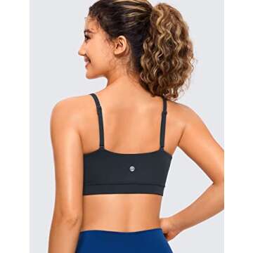CRZ YOGA Butterluxe Womens Adjustable Spaghetti Thin Strap Sports Bra - Padded Wireless Square Neck ...