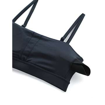 CRZ YOGA Butterluxe Womens Adjustable Spaghetti Thin Strap Sports Bra - Padded Wireless Square Neck Workout Yoga Clothes True Navy Medium