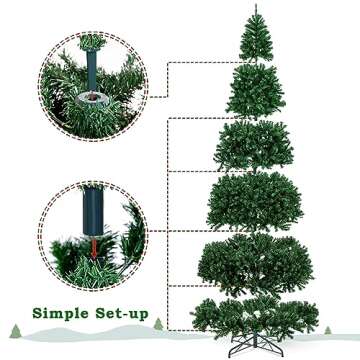 Yaheetech 12ft Pre-lit Spruce Artificial Hinged Christmas Pine Tree Prelighted Holiday Xmas Tree for Home Party Decoration with 1500 Warm White Lights and 4668 Branch Tips, Green