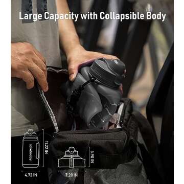 TakeToday 68 oz Collapsible Water Bottles with Straw, Half Gallon Water Bottle with Motivational Tim...