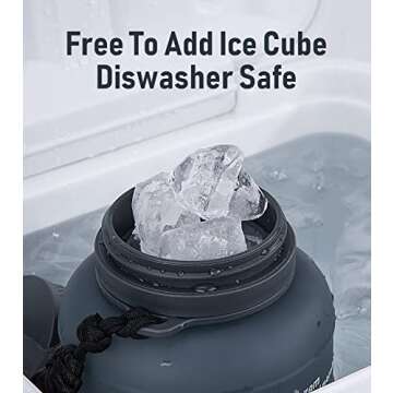 TakeToday 68 oz Collapsible Water Bottles with Straw, Half Gallon Water Bottle with Motivational Time Marker, Large Reusable Silicone Water Jug with Paracord Handle for Sports, Outdoors (Black)