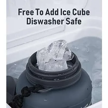 TakeToday 68 oz Collapsible Water Bottles with Straw, Half Gallon Water Bottle with Motivational Time Marker, Large Reusable Silicone Water Jug with Paracord Handle for Sports, Outdoors (Black)