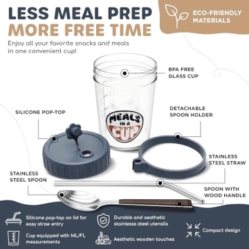 Meals In A Cup Overnight Oats Jars - 16 Oz Glass Containers