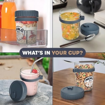 Meals In A Cup Overnight Oats Jars - 16 Oz Glass Containers