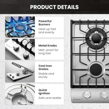 Highse 12 Inch Gas Cooktop - Safe, Efficient, Built-in Design