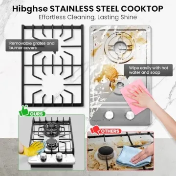 Highse 12 Inch Gas Cooktop - Safe, Efficient, Built-in Design