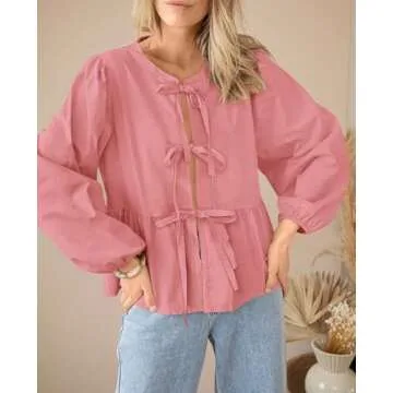 PRETTYGARDEN Trendy Babydoll Peplum Blouse for Women