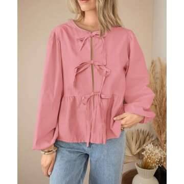 PRETTYGARDEN Trendy Babydoll Peplum Blouse for Women