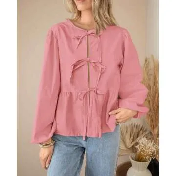 PRETTYGARDEN Trendy Babydoll Peplum Blouse for Women