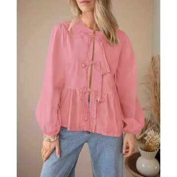 PRETTYGARDEN Trendy Babydoll Peplum Blouse for Women