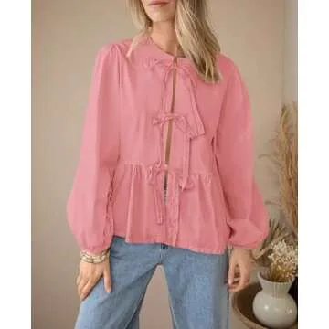 PRETTYGARDEN Trendy Babydoll Peplum Blouse for Women