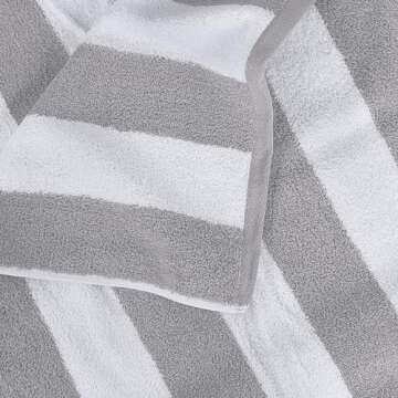 Utopia Towels [4 Pack Cabana Stripe Beach Towel, (30x60 Inches) Oversized 100% Ring Spun Cotton Pool Towels, Highly Absorbent Quick Dry Bath Towels for Bathroom, and Swim Towel (Grey)