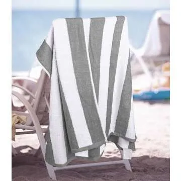 Utopia Towels [4 Pack Cabana Stripe Beach Towel, (30x60 Inches) Oversized 100% Ring Spun Cotton Pool Towels, Highly Absorbent Quick Dry Bath Towels for Bathroom, and Swim Towel (Grey)