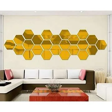 Manco Luella Hexagonal Mirror Stickers for Home Decor