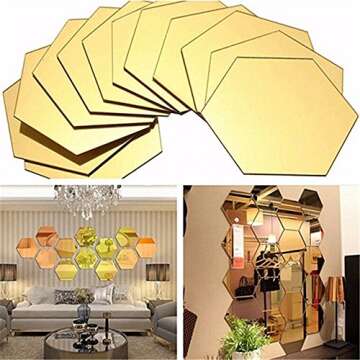 Manco Luella Hexagonal Mirror Stickers for Home Decor