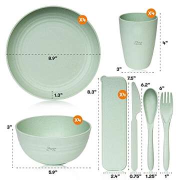 Wheat Straw Dinnerware Sets | Unbreakable Dinnerware Sets | Dishwasher Microwave Safe Dinnerware | E...
