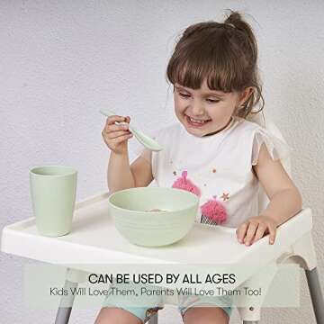 Wheat Straw Dinnerware Sets | Unbreakable Dinnerware Sets | Dishwasher Microwave Safe Dinnerware | Eco Friendly Non Breakable Dinnerware Sets | RV Outdoor Camping (Green, Service for 4 (28 pcs))