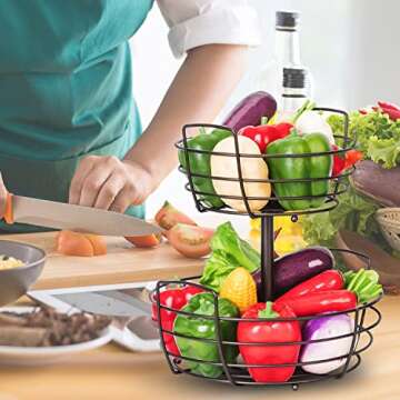 AULEDIO 2 Tier Fruit Basket with Banana Hanger