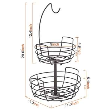 AULEDIO 2 Tier Fruit Basket with Banana Hanger