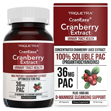 CranEaze®: Cranberry Juice Extract Plus D-Mannose – 36 mg PAC, 100% Soluble PAC - Supports Urinar...