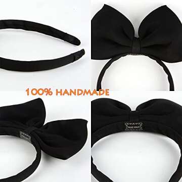 Hoshin Bow Headbands Headdress for Women and Girls, Perfect Hair Accessories for Alice in Wonderland Cosplay (Black)