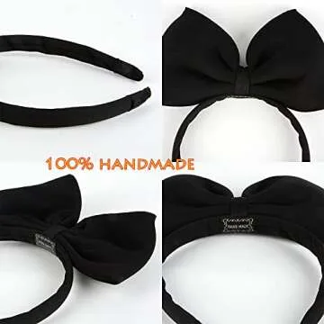 Hoshin Bow Headbands Headdress for Women and Girls, Perfect Hair Accessories for Alice in Wonderland Cosplay (Black)