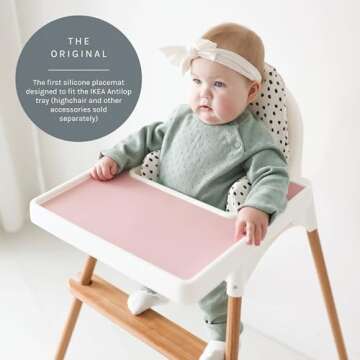 Yeah Baby Goods Placemats Compatible w/Antilop High Chair (Dusty Rose) - Slip-Resistant & Food-Grade Silicone High Chair Mat - Easy Clean High Chair Accessory