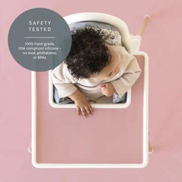 Yeah Baby Goods Placemats Compatible w/Antilop High Chair (Dusty Rose) - Slip-Resistant & Food-Grade Silicone High Chair Mat - Easy Clean High Chair Accessory