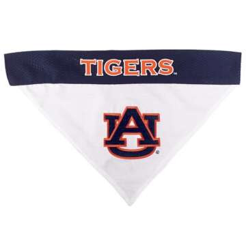 Pets First Collegiate Pet Accessories, Reversible Bandana, Auburn Tigers, Large/X-Large