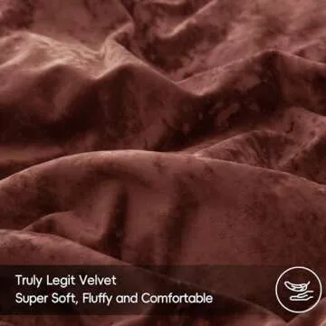 PHF Truly Velvet Duvet Cover Set Queen Size, 3pcs Ultra Soft Breathable Comforter Cover Set, Luxury Cozy Flannel Duvet Cover with Pillow Shams Bedding Collection, 90" x 90", Burgundy/Rust Red