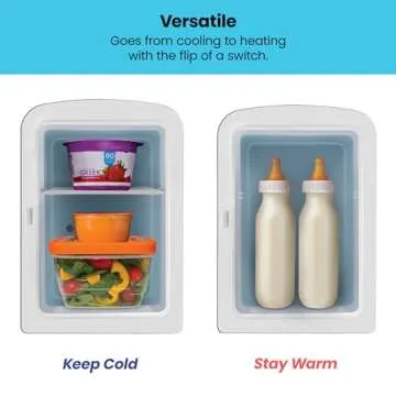 Chefman - Iceman Portable Mirrored Personal Fridge 4L Mini Refrigerator, Skin Care, Makeup Storage, Beauty, Serums & Face Masks, Small For Desktop Or Travel, Cool & Heat, Cosmetic Application, White