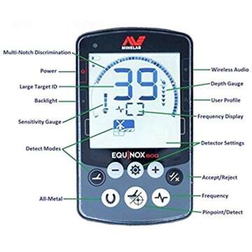 Minelab EQUINOX 800 All-Terrain Waterproof Multi-Purpose Metal Detector + EQUINOX Double-D 6" Smart Coil with Skid Plate