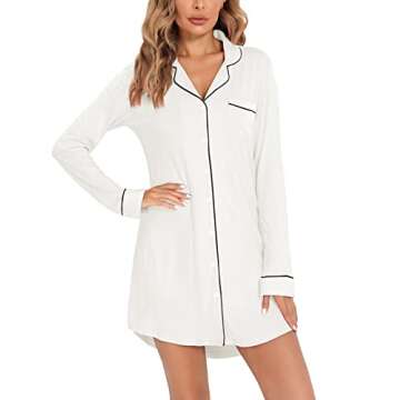 Premium Button Down Nightgown for Women - Senert Nightshirt