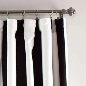 Lush Decor Wilbur Light Filtering Striped Window Curtains Set, 84 in L Panel Pair, Black, C32978P15-000