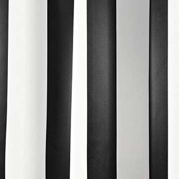 Lush Decor Wilbur Light Filtering Striped Window Curtains Set, 84 in L Panel Pair, Black, C32978P15-000