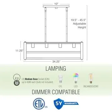 Kira Home Goodwin 4-Light Farmhouse Kitchen Island Pendant