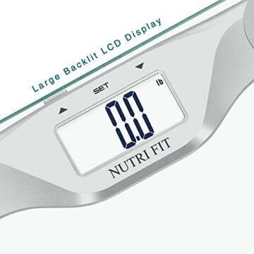 NUTRI FIT Digital Bathroom Scale BMI & Body Weight Monitor Precise Measurements,Large Backlight Display and Step-On Technology,400 Pounds