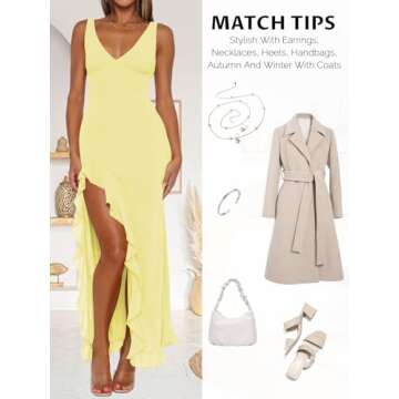 Elegant MIYIEONZ V Neck Mesh Maxi Dress for Parties