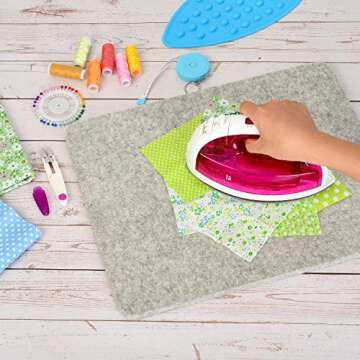Rdutuok 17“x13.5” Wool Pressing Mat for Quilting with Carrying Case and Silicone Iron Rest pad,1...