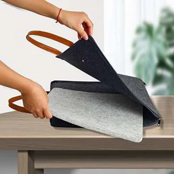 Rdutuok 17“x13.5” Wool Pressing Mat for Quilting with Carrying Case and Silicone Iron Rest pad,100% New Zealand Wool Felted Ironing Pad or Quilting Wooly Felted Iron Board for Retains Heat