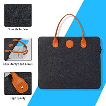 Rdutuok 17“x13.5” Wool Pressing Mat for Quilting with Carrying Case and Silicone Iron Rest pad,100% New Zealand Wool Felted Ironing Pad or Quilting Wooly Felted Iron Board for Retains Heat