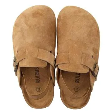 Kids Suede Clogs Toddler Sandals with Adjustable Buckle