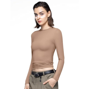 PUMIEY Women's Long Sleeve Crew Neck Slim Fit Top