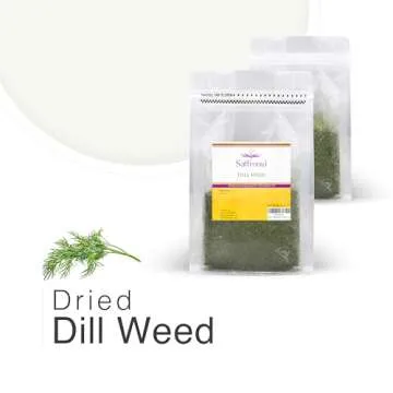 Saffronia Premium Quality Dried Dill Weed- All Natural Source of Nutrients- Ideal for Mexican, Indian, Mediterranean, and Asian Cuisine. Salads, Dressings, Marinades 6oz (Pack of 1)