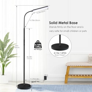 Dimunt LED Floor Lamp Adjustable Brightness Remote Control