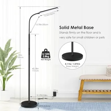 Dimunt LED Floor Lamp Adjustable Brightness Remote Control