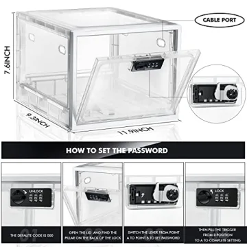 Lockable Medicine Storage Box with Combination Lock - White
