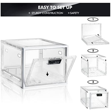 Lockable Medicine Storage Box with Combination Lock - White